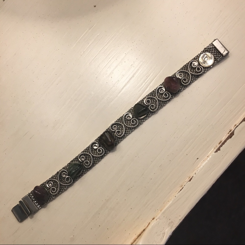 Vintage Silver & Stone Bracelet - Picture 2 of 7